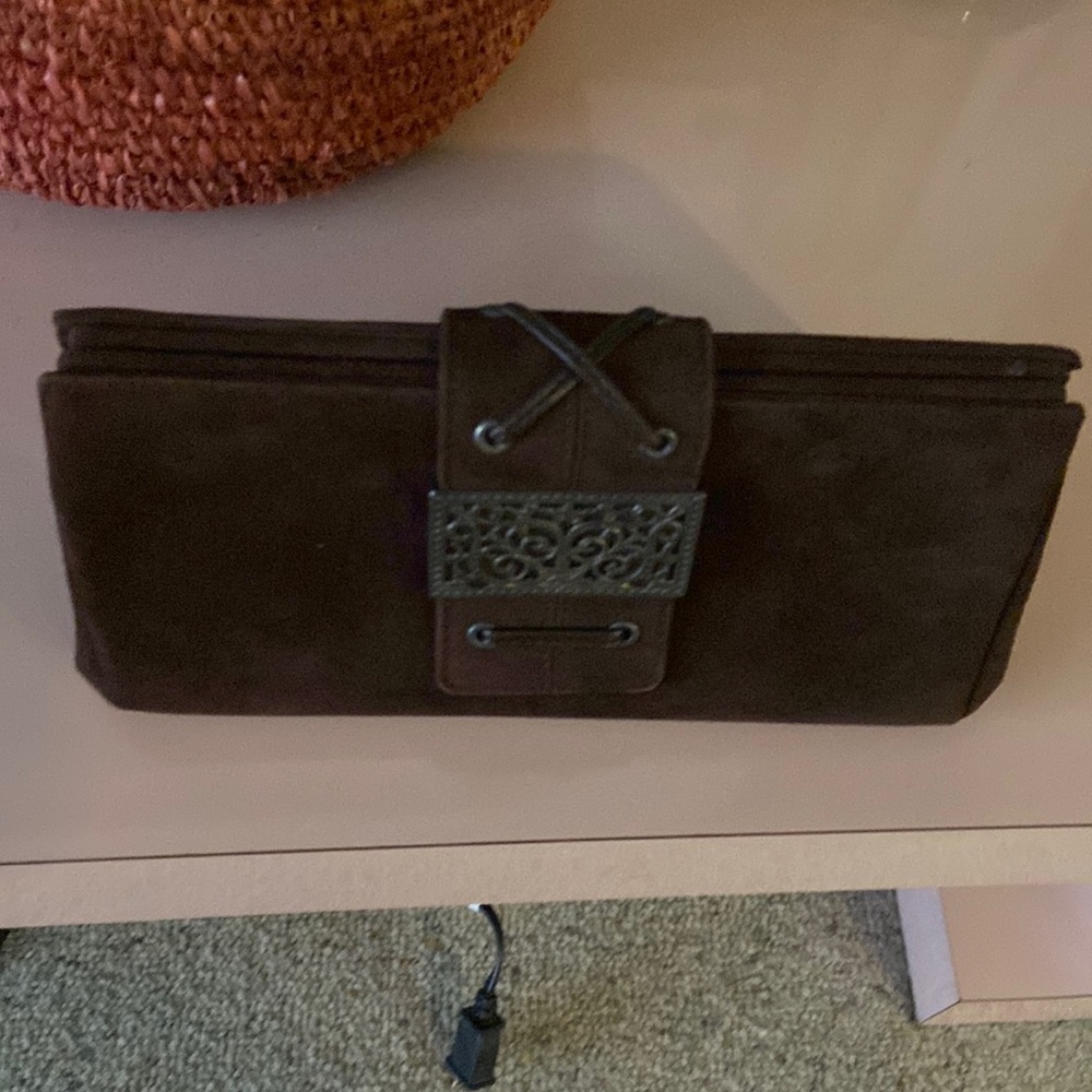 Suarez Italy Couture Designer Vintage Suede & Pewter Handbag